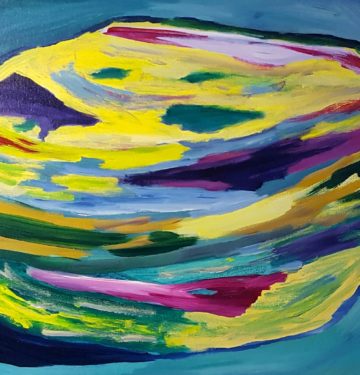 Veggie Burger, Russell Steven Powell acrylic on canvas, 18x24