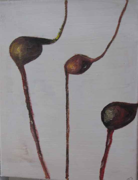 Winter Pods, 10 a.m., Russell Steven Powell oil on canvas, 14x11