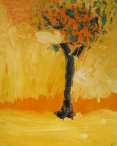 Flaming Oak, Russell Steven Powell oil on canvas, 20x16