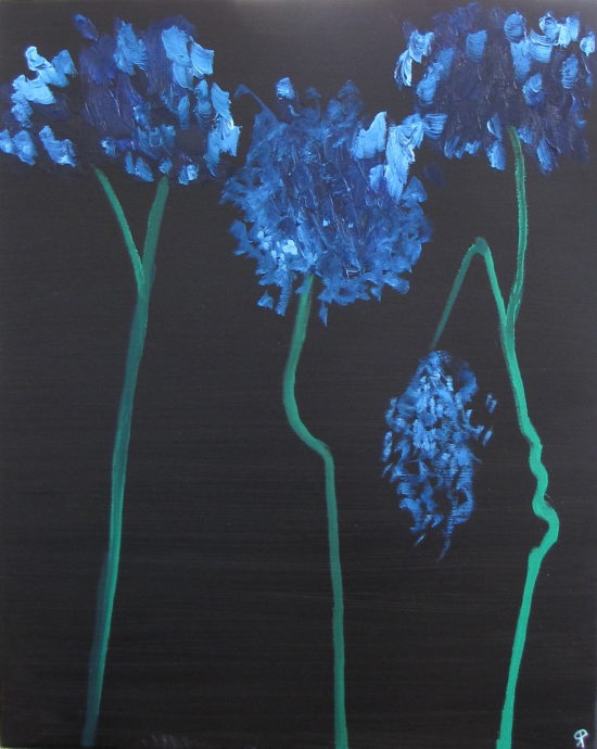 Blue Hydrangea, Russell Steven Powell oil on canvas, 30x24
