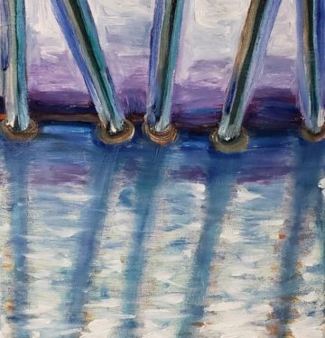 Pylons, Russell Steven Powell oil on canvas, 20x16