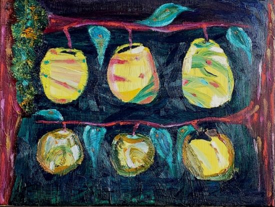 Six Apples, Russell Steven Powell oil on canvas, 11x14