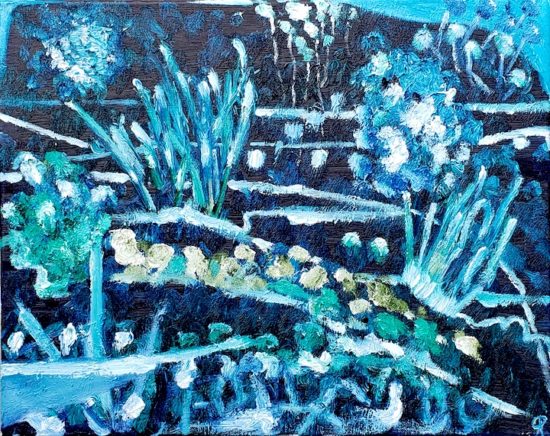 Night Garden, Russell Steven Powell oil on canvas, 16x20