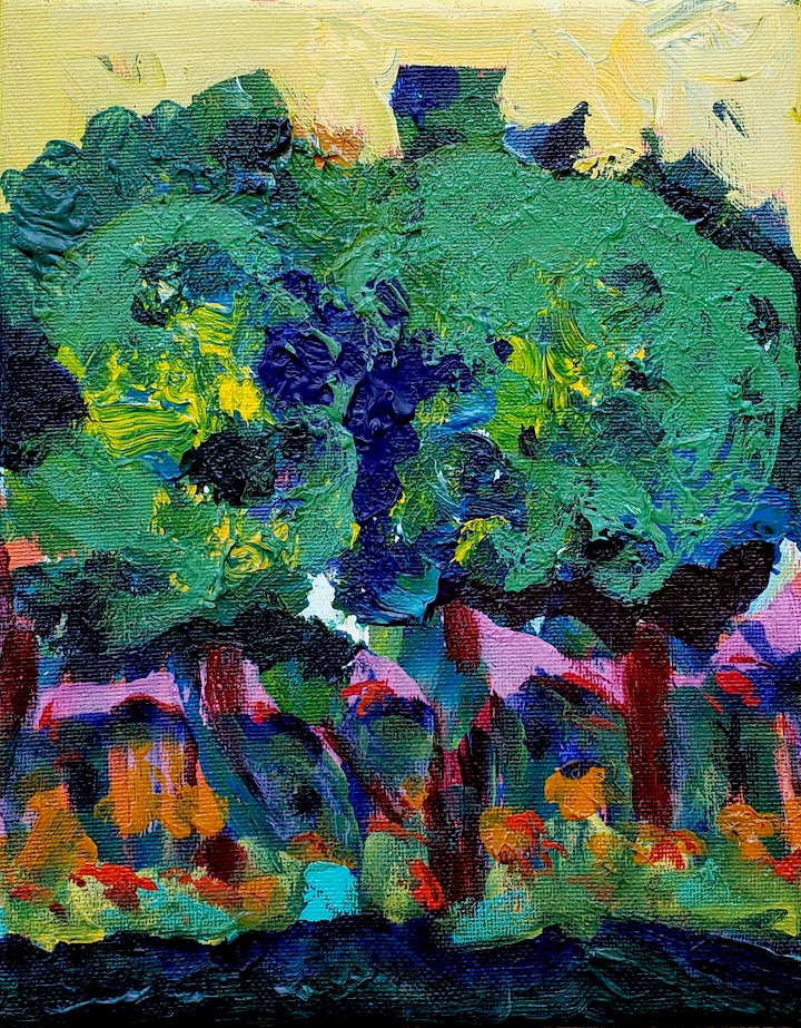 Long Hill (plein air) Russell Steven Powell acrylic on canvas, 10x8
